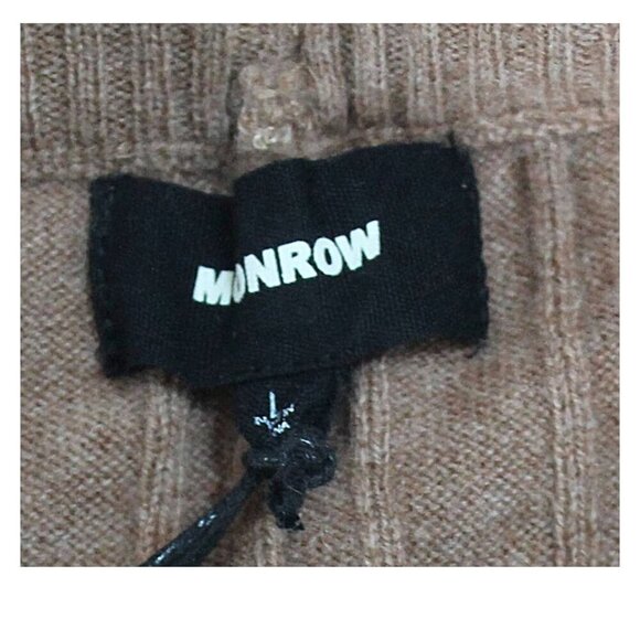 Monrow Wool Cashmere Ribbed Light Brown Pants Size Large‎ NWT - Picture 6 of 6